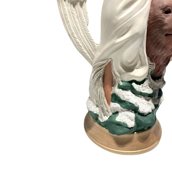 VTG Ceramic Bisque Native American Indian Angel with Bear 13” Tall x 9” Wide - Picture 3 of 15
